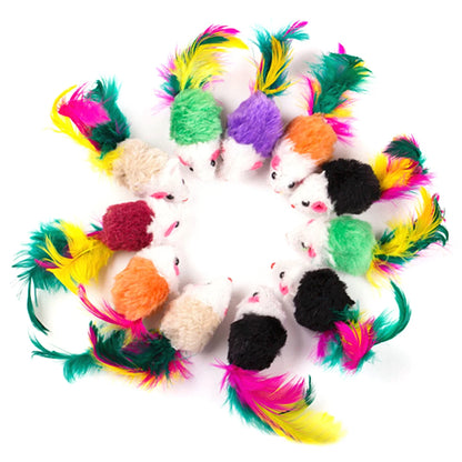 Cat Interactive Toy Funny Rainbow Toy Balls With Feather Cat Toys Play