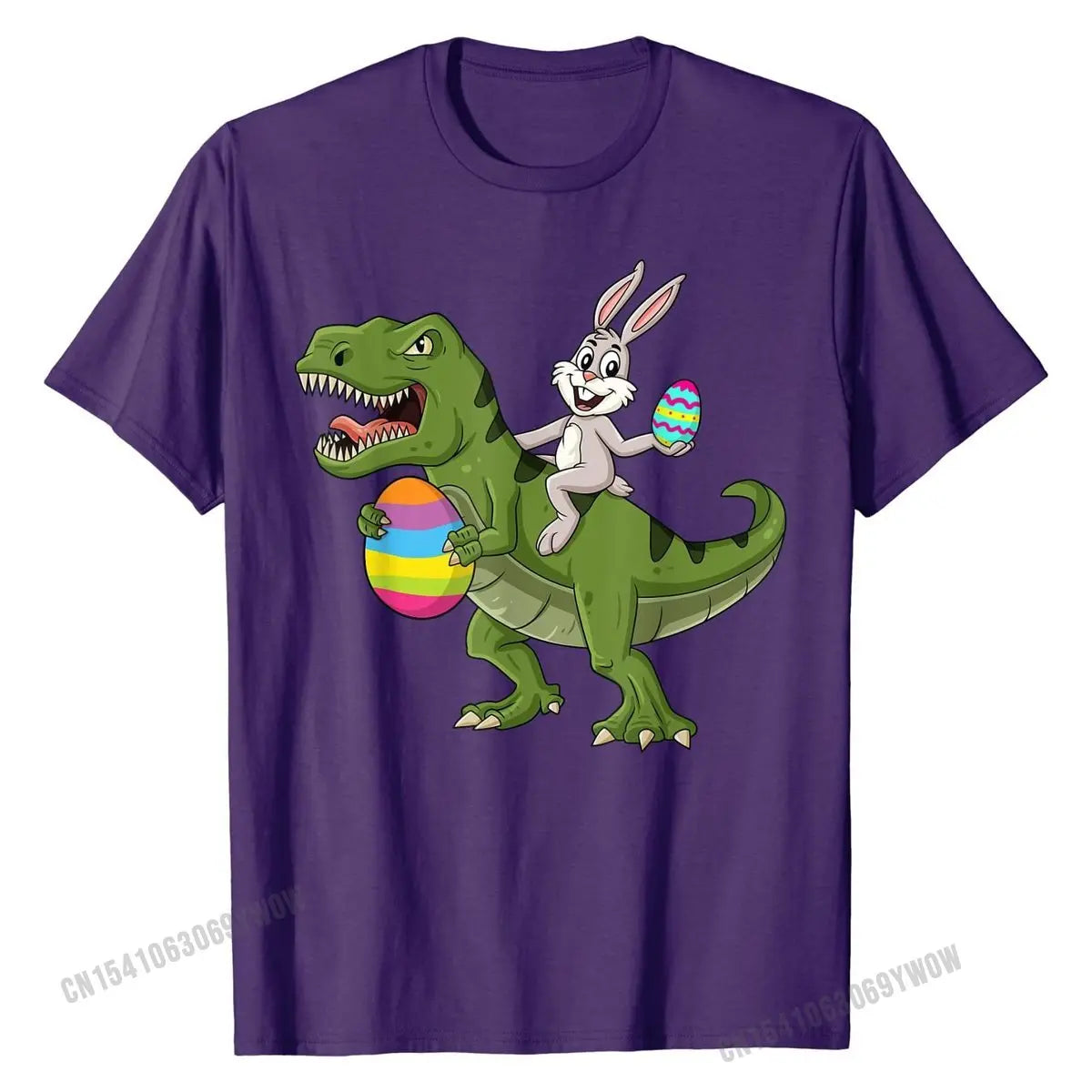 Rabbit Riding T Rex Easter Egg Boys Girls Kids T-Shirt T Shirt Graphic Custom