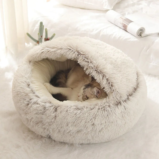 Winter Warm Pet Sleeping Bed Cat House Kennel Soft Plush Round Dog Puppy