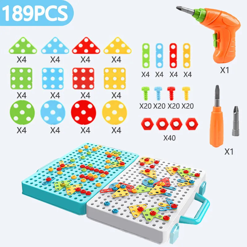 Kids Drill Screw Nut Puzzles Toys Pretend Play Tool Drill Disassembly Assembly