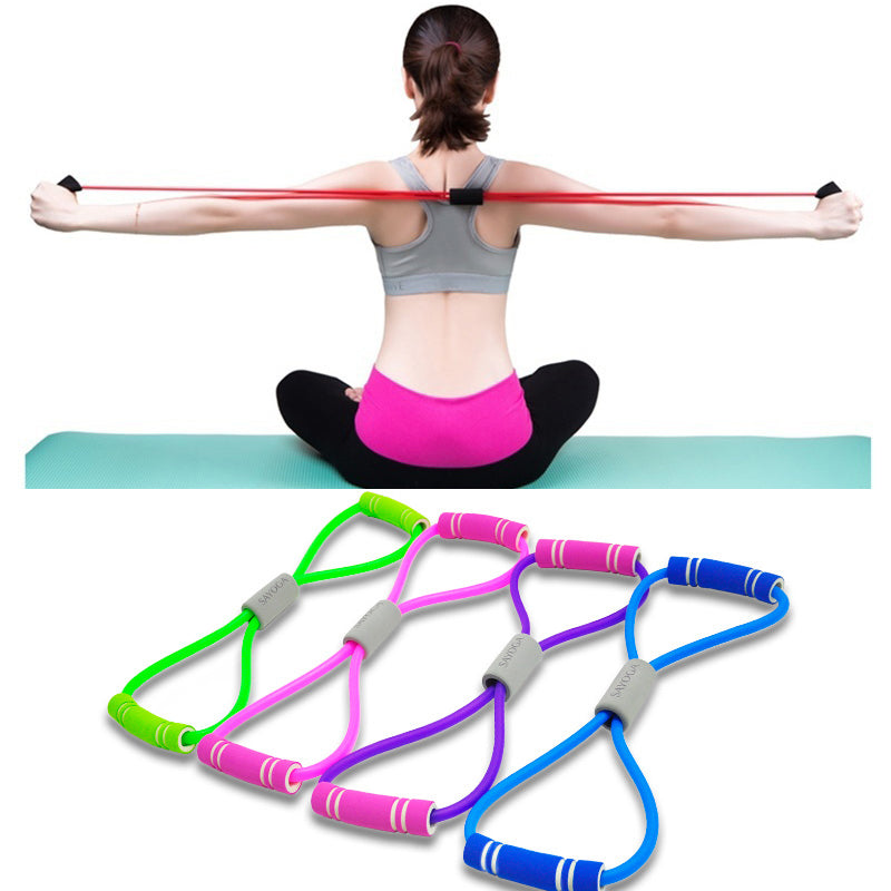 Yoga Gum Fitness Resistance Figure 8 Tubing Bowtie Pilates Tube Expander Rope