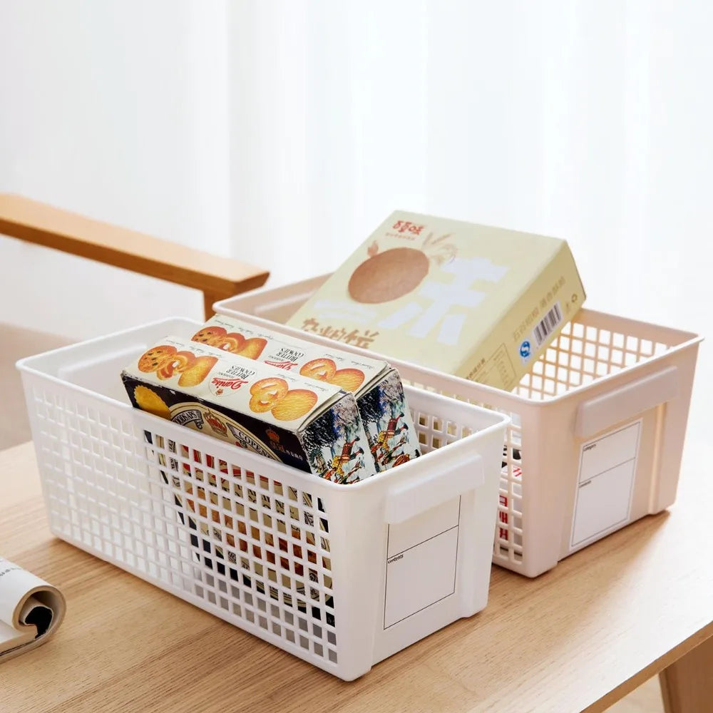 Household Rectangular Storage Basket With Handle Kitchen Bathroom Storage