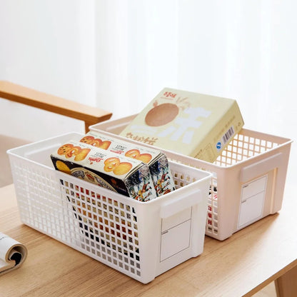 Household Rectangular Storage Basket With Handle Kitchen Bathroom Storage