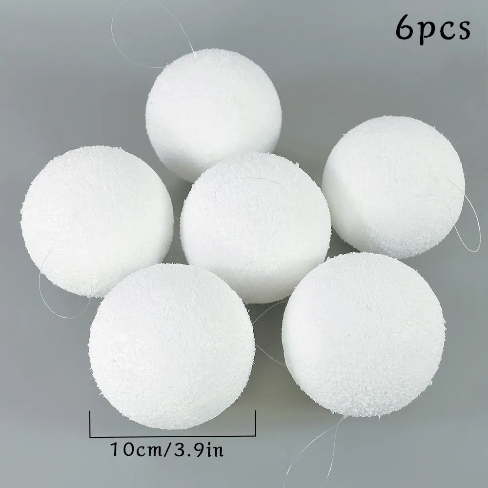 10/8/6cm Shatterproof White Foam Christmas Balls for Xmas Tree Decor Christmas