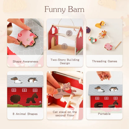 Wooden Simulated Farm Setting Scene Toys  Baby Thread Toy