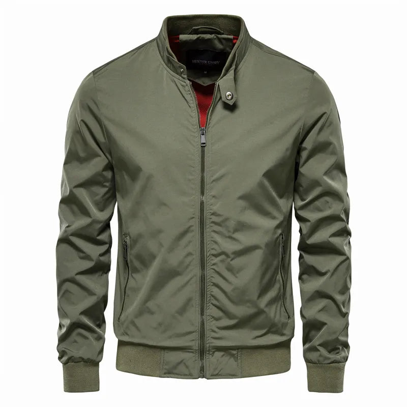 AIOPESON Solid Color Baseball Jacket Stand Collar Bomber Mens Jackets