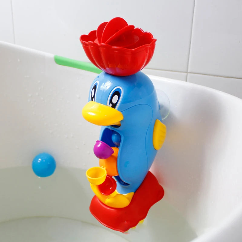 Kids Shower Bath Toys Cute Yellow Duck Waterwheel Elephant Toys Baby Faucet