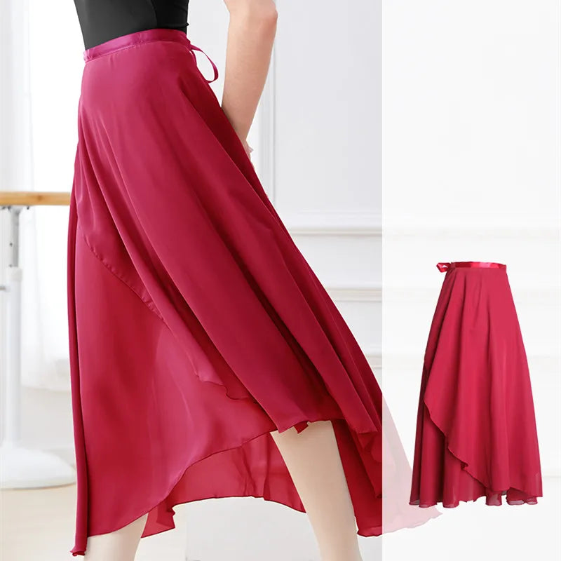 Dance Skirt Women Long Chiffon Ballet Skirts Adult Ballroom Dance Skirt