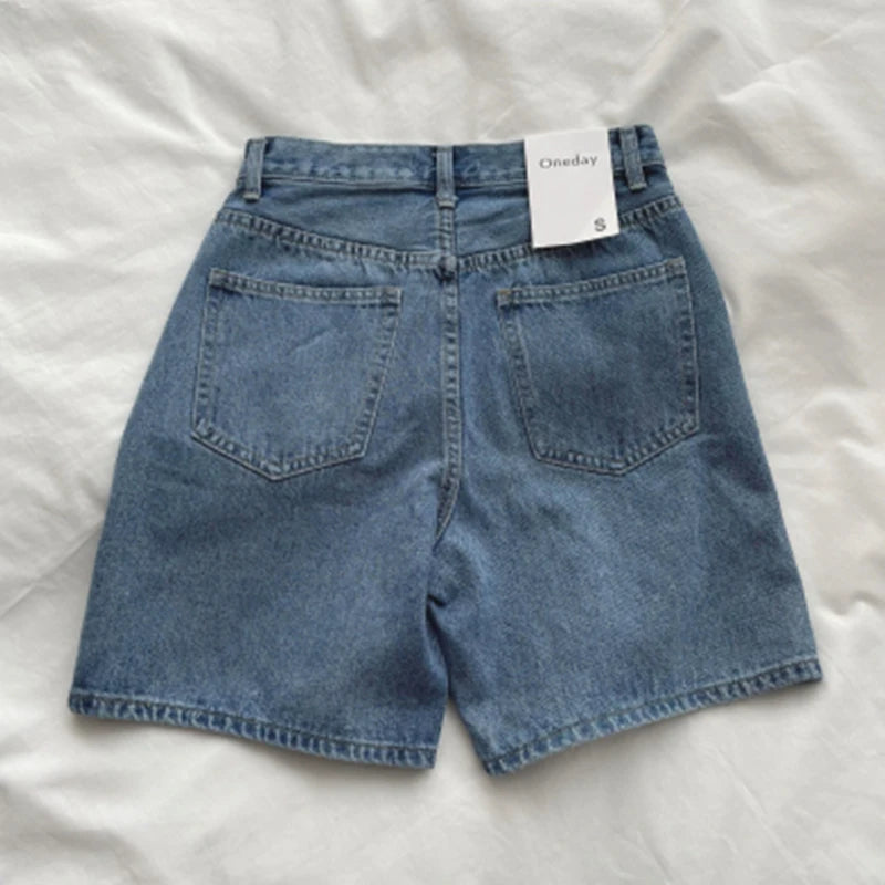 Classic Denim Shorts Women Summer Blue High Waist Shorts Jeans Womens Shorts