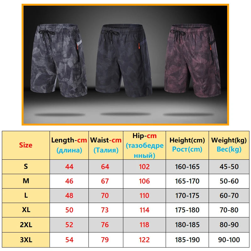 Camouflage Shorts Men Quick Dry Fitness Sport Pocket Running Short