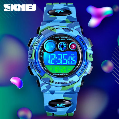 SKMEI Children LED Electronic Digital Watch Stop Watch Clock 2 Time Kids