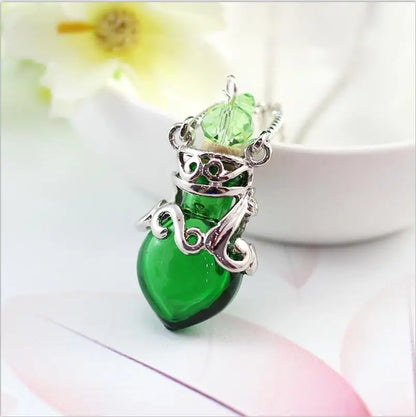 1PC Murano Glass Perfume Necklace Small Heart Essential Oil Bottle Pendants