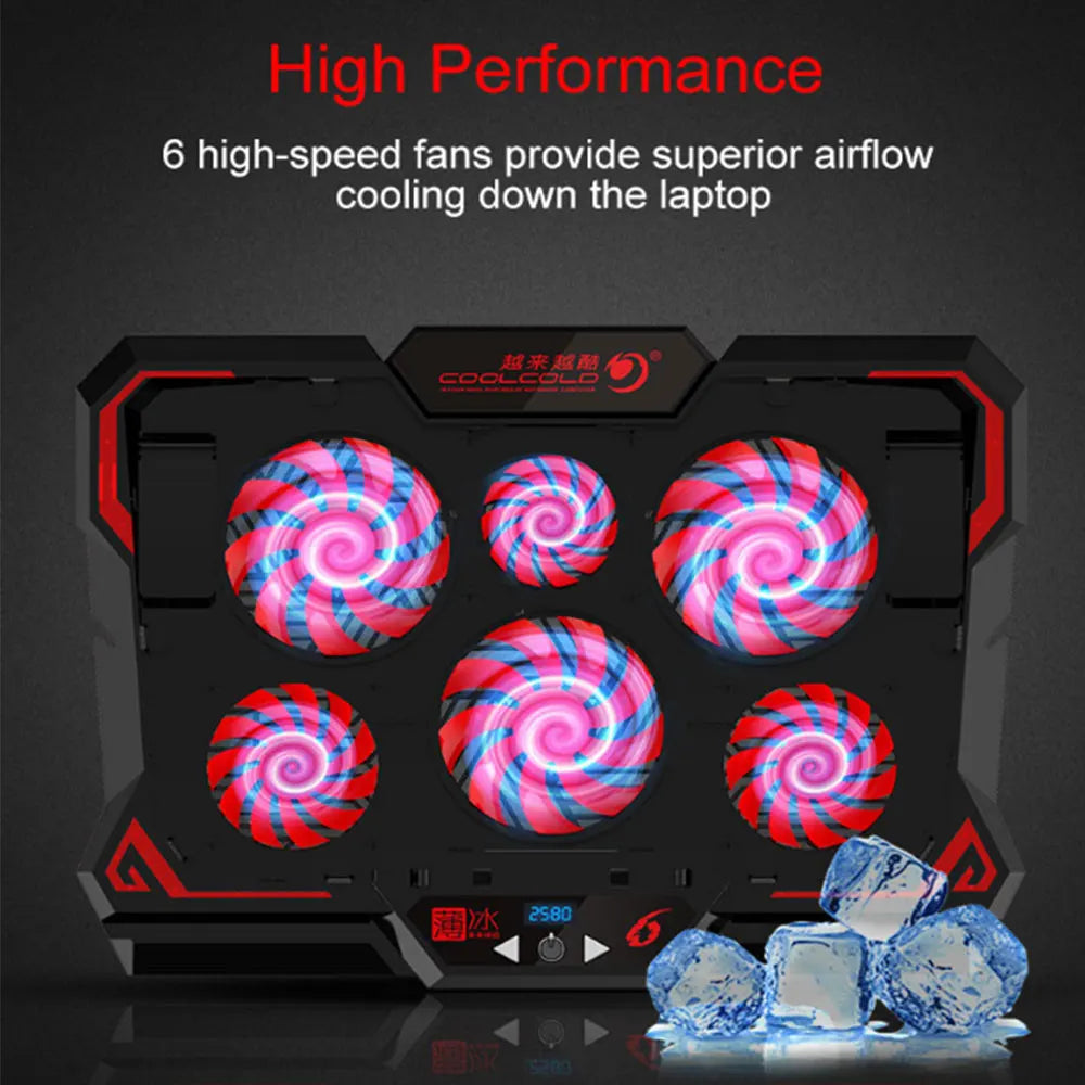 TISHRIC Laptop Cooling Pad 6 Quiet Fans Laptop Cooler Notebook High-Speed