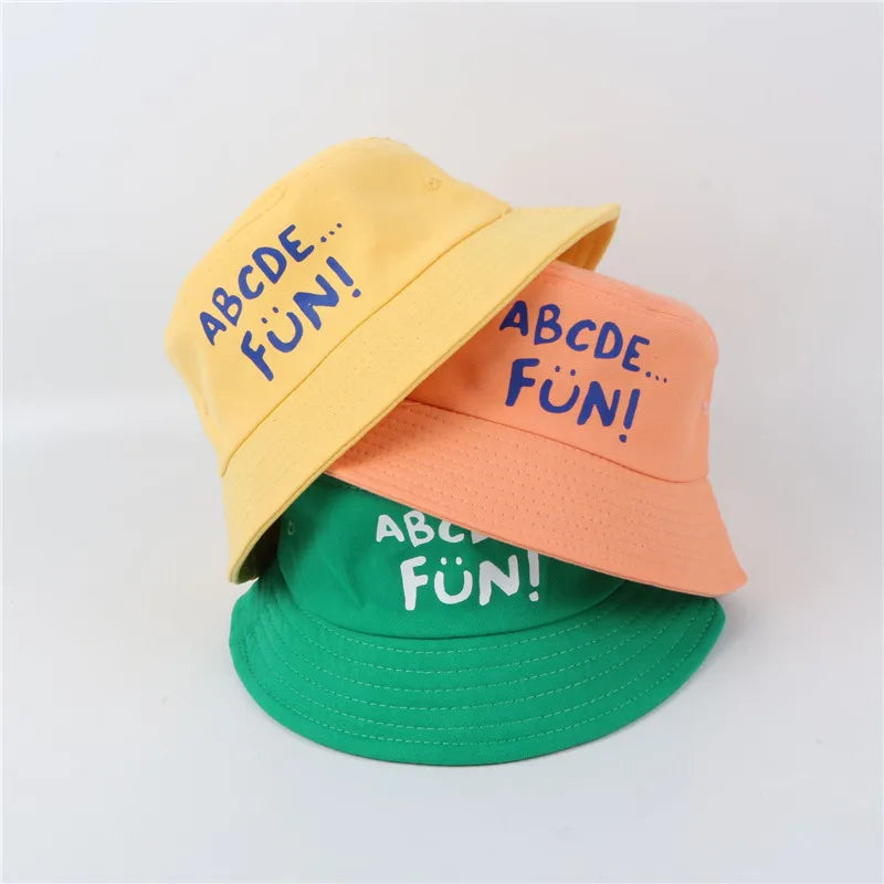 Spring Autumn Children's Bucket Hats Cartoon Letter Sun Hat Girls  Outdoor hat