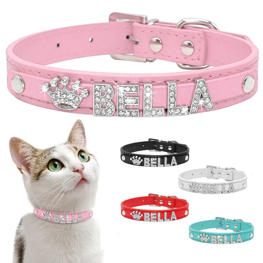 Personalized Cat Collar Rhinestone Puppy Small Dogs Collars Cat Accessories