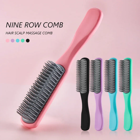 Hair Scalp Massage Comb Nine Row Comb Detangling Hair Brush Barber