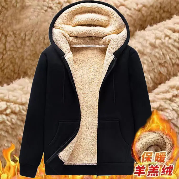 2024 New Winter Men's Hoodies Super Warm Fleece Thicken Zipper