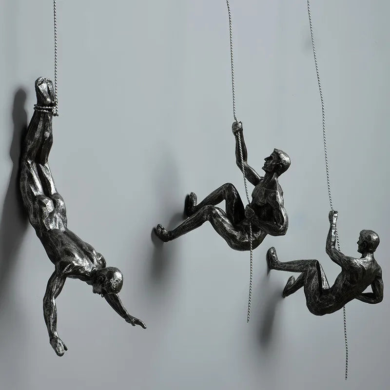 Industrial Style Climbing Man Resin Wall Hanging Decoration