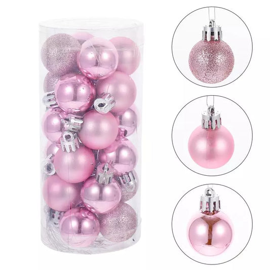 24pcs Christmas Tree Decoration Ball Christmas Pink Ball Ornaments Tree