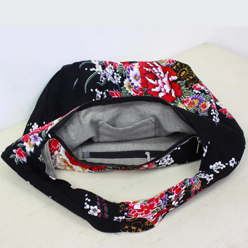 Large Cotton Canvas Bohemian Bag Jew Hippie styles Bags Flowers Hobos Shoulder