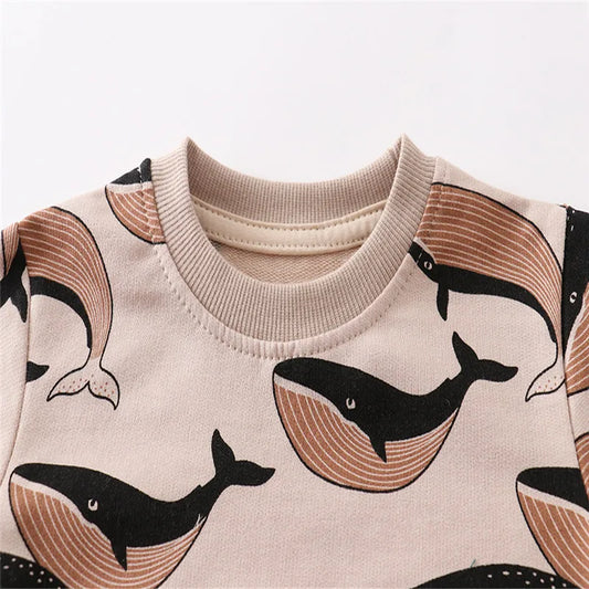 Jumping Meters New Arrival Autumn Boys Girls Sweatshirts Cotton Whale Print Hot