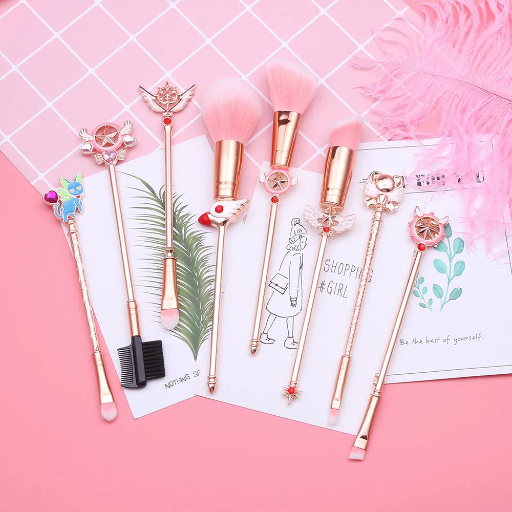 White Cardcaptor Sakura Makeup Brushes Set Tools Kit Eye Liner Shadow