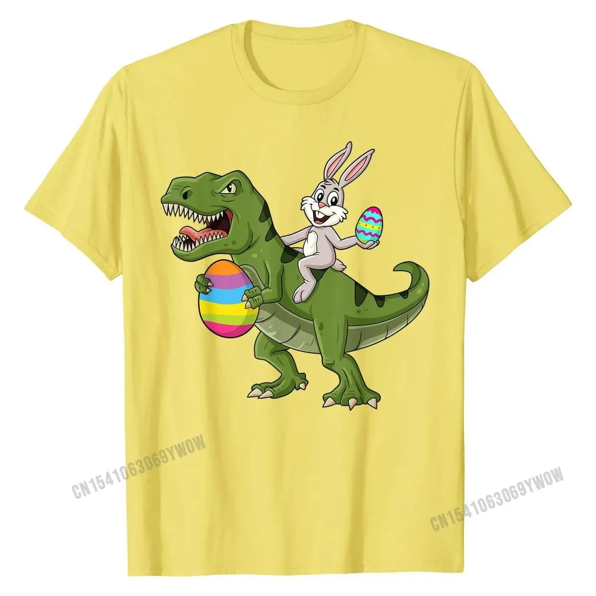 Rabbit Riding T Rex Easter Egg Boys Girls Kids T-Shirt T Shirt Graphic Custom