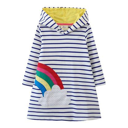 Little Maven 2024 New Long Sleeve Striped Dresses for Kids Clothes Girls