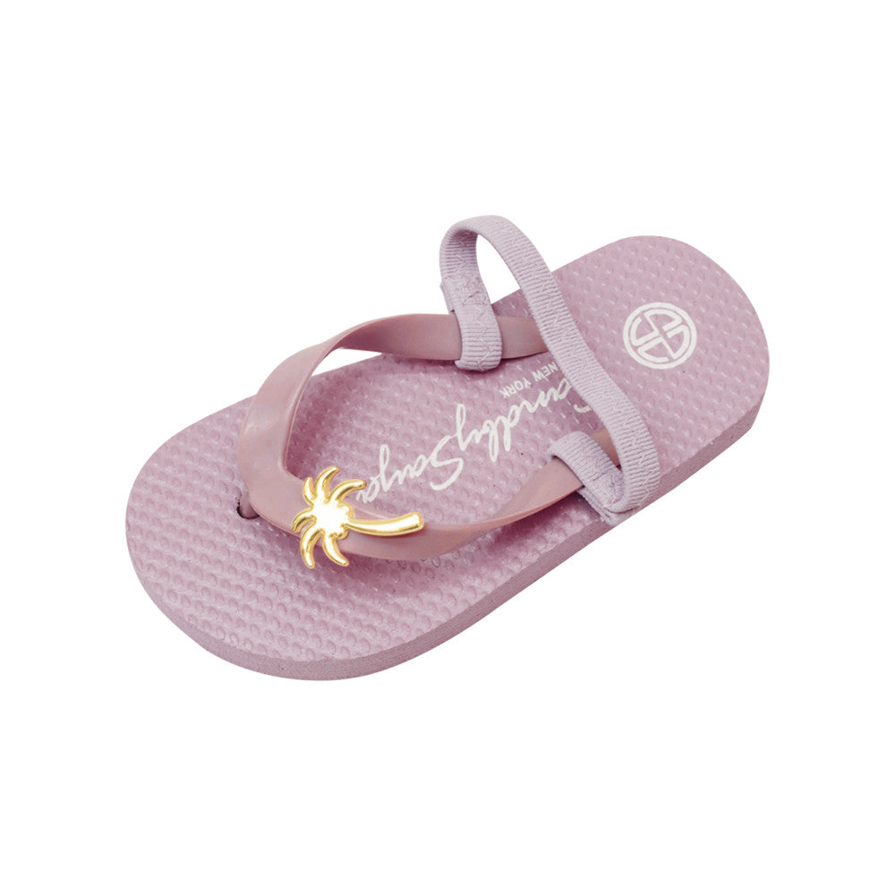 Gold Palm Tree - Baby / Kids Girls Flip Flops Studs Charm Sandal