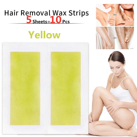 10pcs/Lot Yellow Hair Removal Wax Strips Roll Underarm Wax Strip