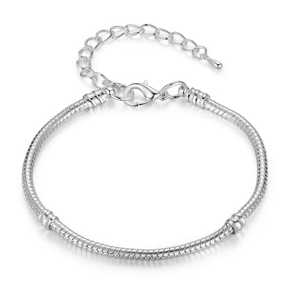 BAMOER Basic Bracelet Snake Chain Bracelet Jewelry 16cm-23cm 7 Size