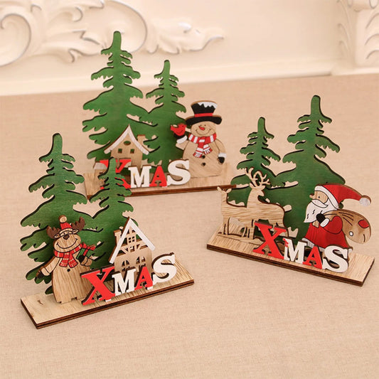 QIFU Xmas Noel Wooden Christmas Ornaments Merry Christmas Decor for Home