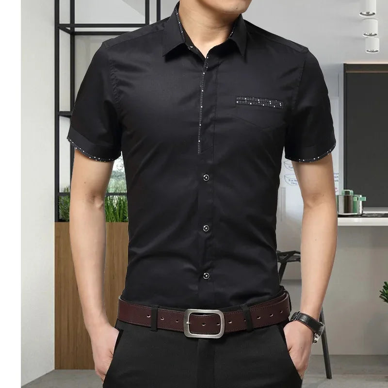 2024 Summer New Men's Shirt Brand Luxury Men Cotton Short Sleeves