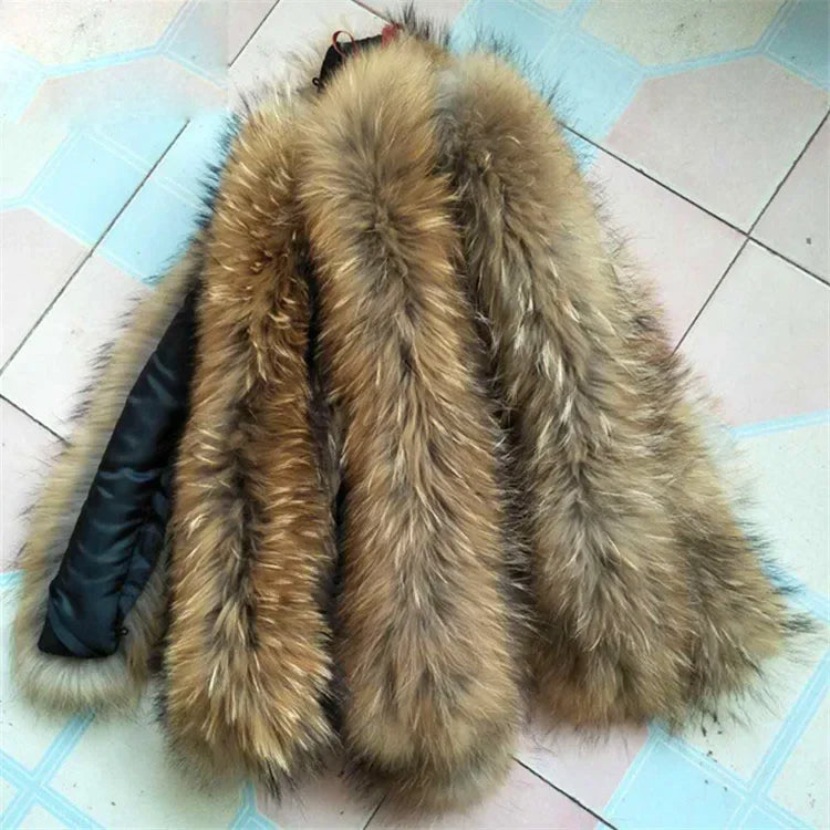 100% Real Raccoon Fur Collar for Kids Parkas Coats