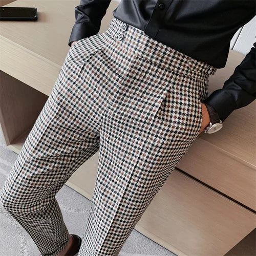 British Style Men High Waist Business Dress Pants Fashion Office pant