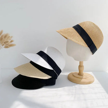 Summer Straw Hats for Women Dome Sun Protection Visor Panama Cap