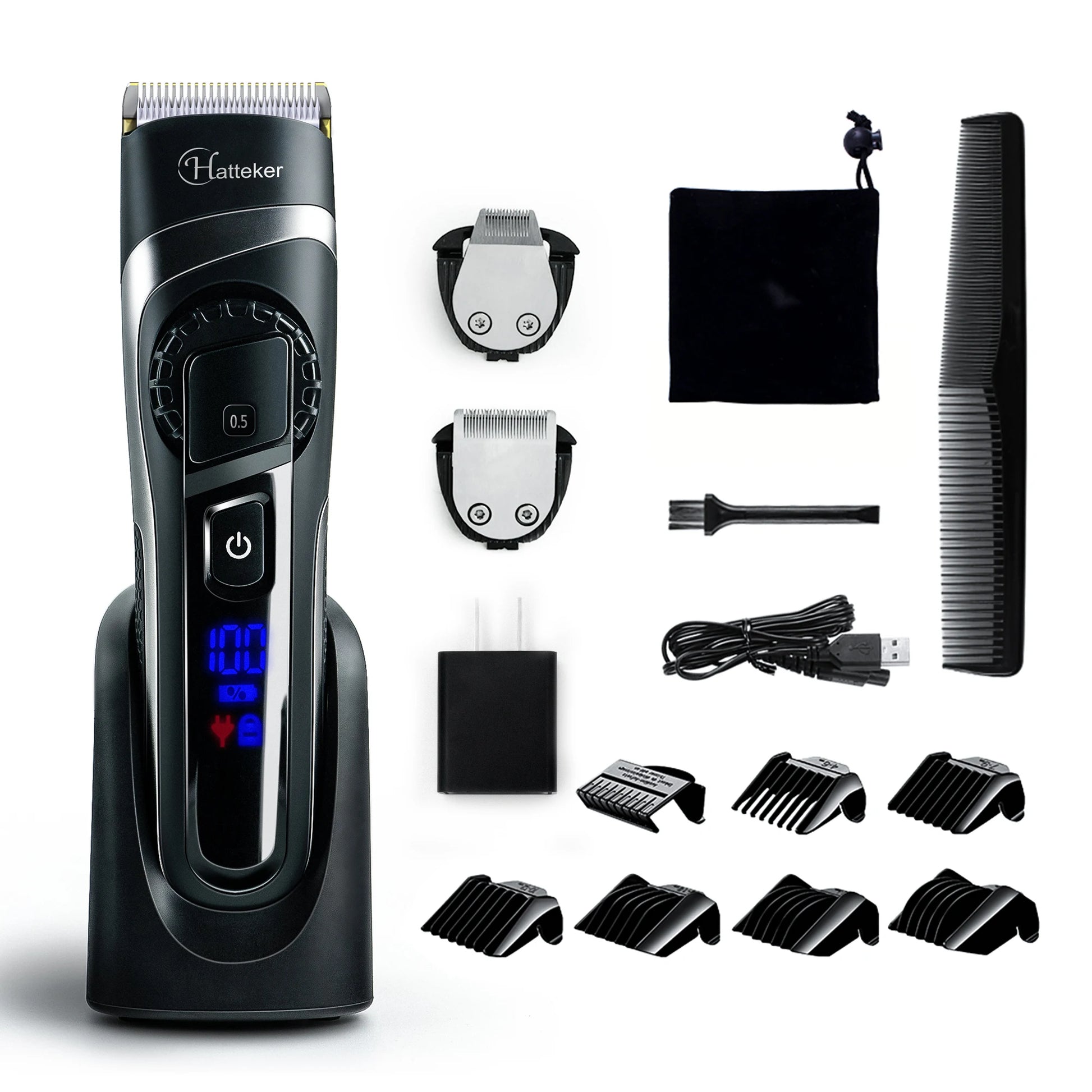 HATTEKER Professional Hair Trimmer USB Fast Charging Men