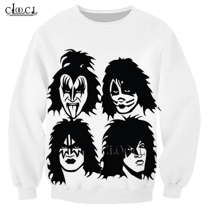 HX Rock Singer KISS Band Sweatshirt 3D Print Men Fashion Casual Long Sleeve