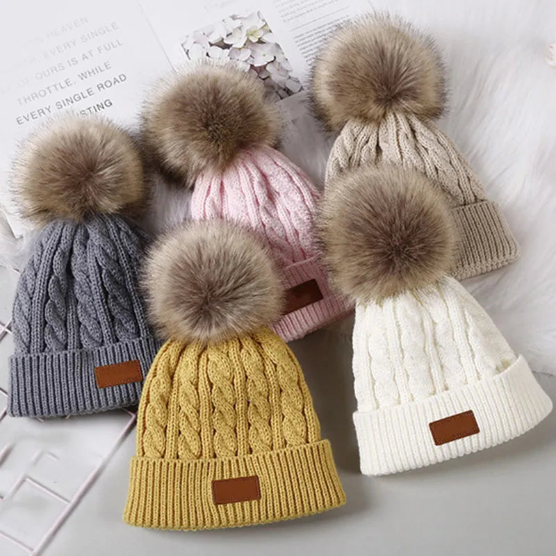 Baby Boy Hat Cute Pompom Baby Cap Beanie Autumn Winter Warm Knitted Children