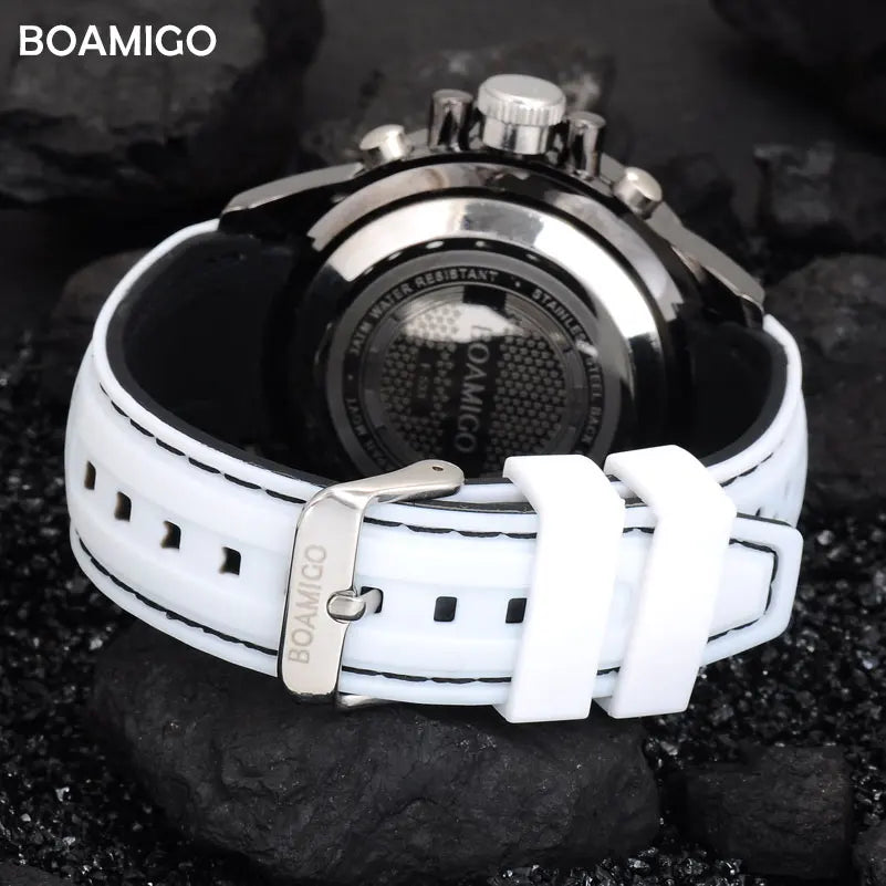 BOAMIGO Luminous Military White Quartz Waterproof Watch Top Brand Luxury Watch