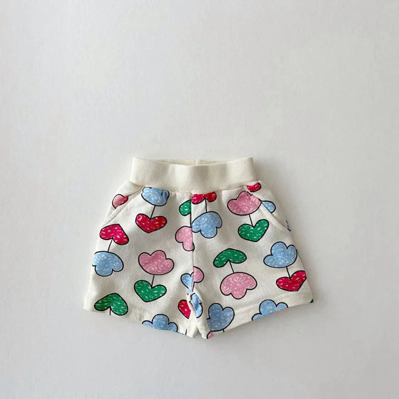 New Kids Baby Cute Balloon Print Clothing Sets Girls Boys Cotton Short