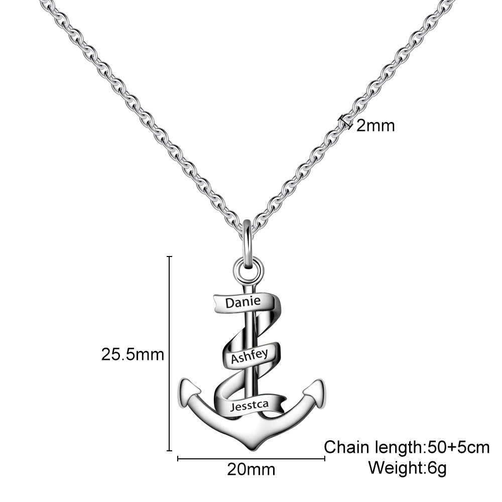 Custom Name Engraved Anchor Necklace