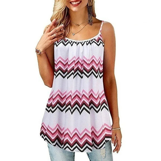 Women Tank Top 2022 New Summer Printed Cami Tee Vest Bohemian Style O Neck