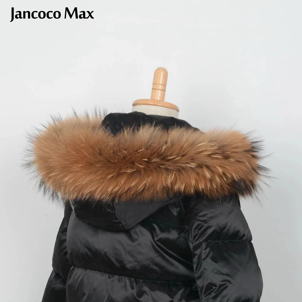 Jancoco Max + Lining 65cm Real Raccoon Fur Trimming Collar for Kids