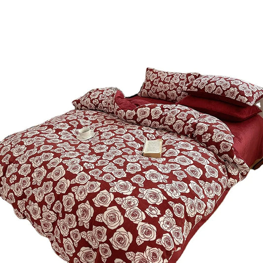 Skin Friendly Comfortable Milk Velvet Four Piece Bedding Set