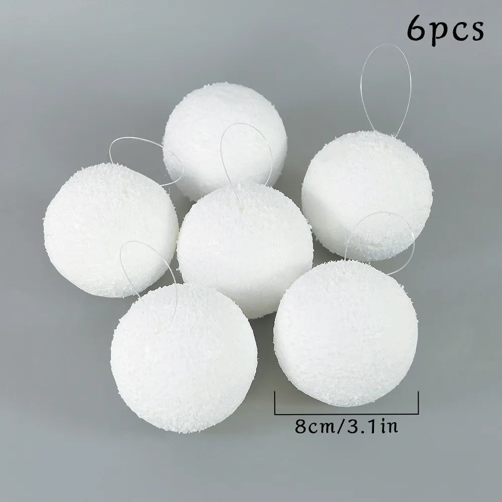 10/8/6cm Shatterproof White Foam Christmas Balls for Xmas Tree Decor Christmas