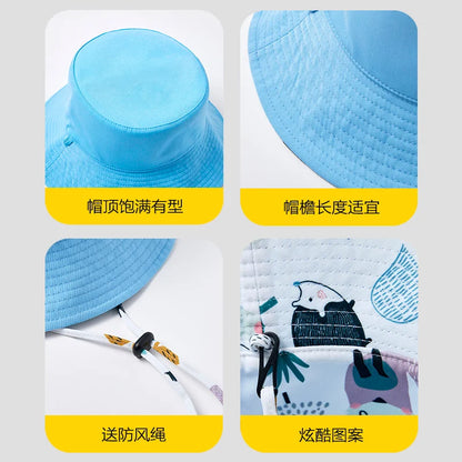 Children's Hat Double-Sided Fisherman Hats Summer Sunscreen Cap Boys