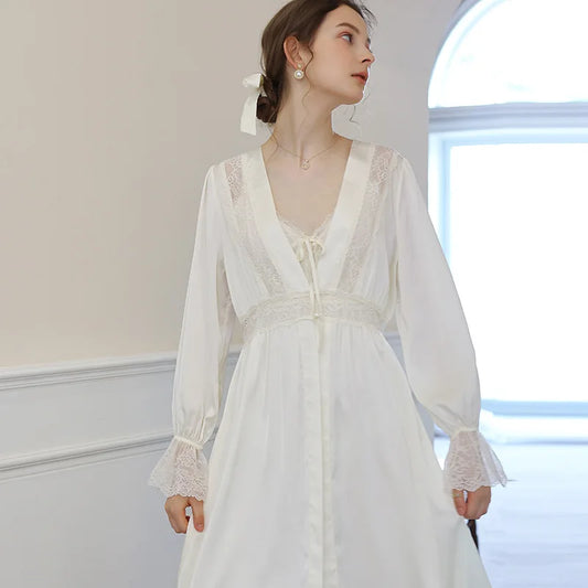 Robe Romantic Nightgown Princess Woman Nightdress Dressing Gown Bridesmaid