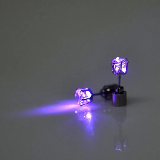 1pc Light Up Led Stainless Steel Men Earring New Year Gift