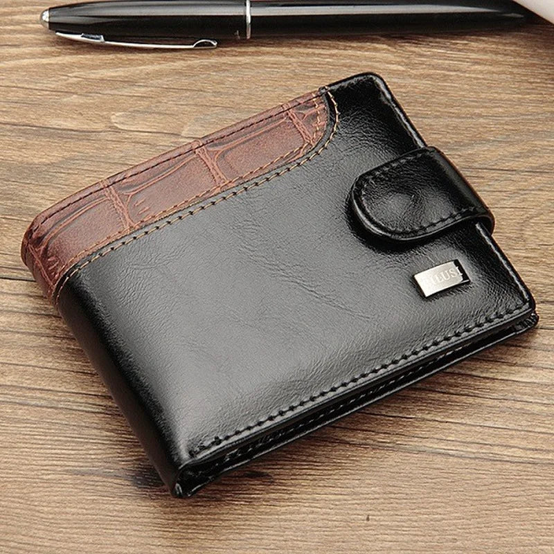 New Brand Trifold Wallet Men Clutch Money Bag Patchwork Leather Men Wallets